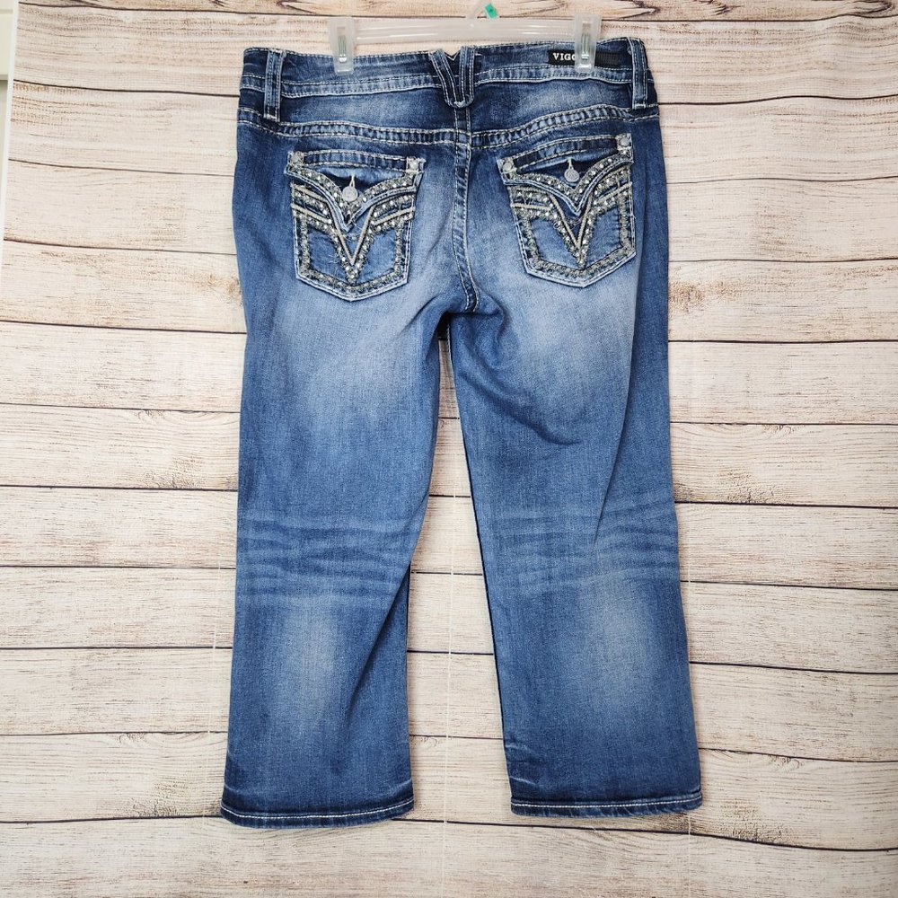 Vigoss The New York Capri Jeans Women's Size 11/12 Embellished Pockets Flaps - Picture 7 of 15